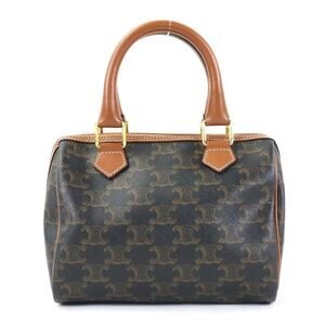 Celine Triomphe Boston Bag Tan Coated Canvas